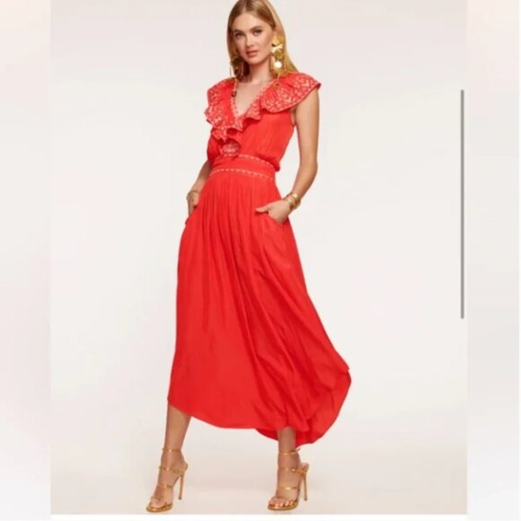 Ramy Brook Dresses & Skirts - NWT Ramy Brook Camden Embroidered Ruffle Maxi Dress - Grenadine summer spring